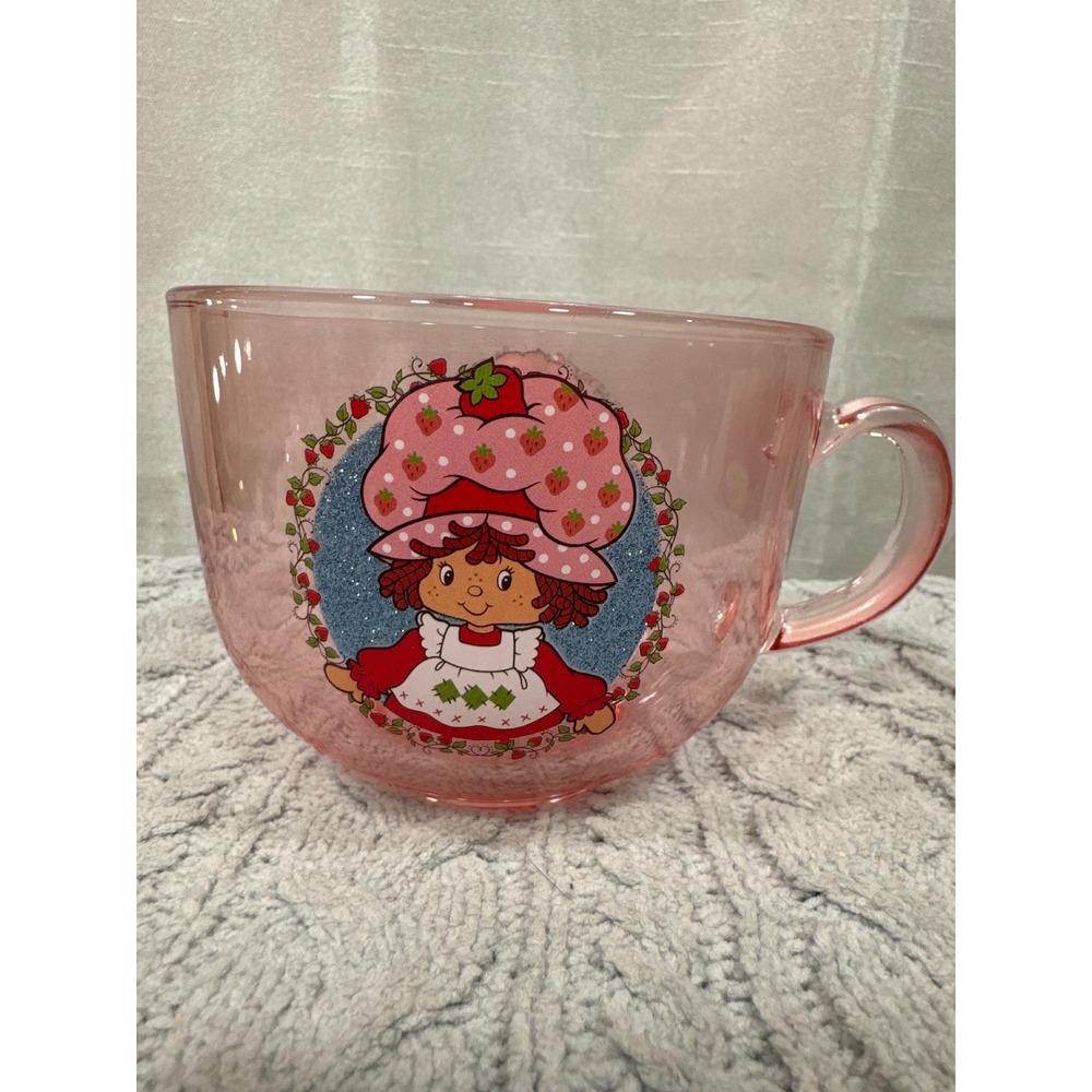 Strawberry Shortcake Silver Buffalo Pink Glass 16oz Soup Mug Retro Character Mug